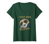 Womens Star Wars Han Solo Princess Leia I Only Kiss Rebels V-Neck T-Shirt