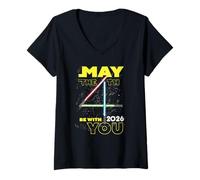 Women's Star Wars May The 4th Be with You 2026 Lightsabers V-Neck T-Shirt