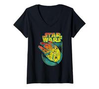 Womens Star Wars Millennium Falcon Yellow Tone V-Neck T-Shirt