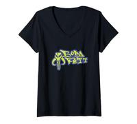 Womens Star Wars The Book of Boba Fett Mythosaur Skull Street Art V-Neck T-Shirt