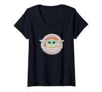 Womens Star Wars: The Mandalorian Cute Grogu The Child Safety Pod V-Neck T-Shirt