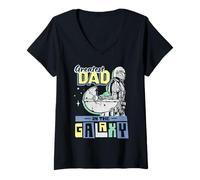 Womens Star Wars The Mandalorian & Grogu Greatest Dad in The Galaxy V-Neck T-Shirt