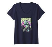 Womens Star Wars: The Mandalorian Mando New Wave and Icon V-Neck T-Shirt