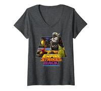 Women's Star Wars Yoda Home Sweet Dagobah System V-Neck T-Shirt, Dark Heather Grey, Medium