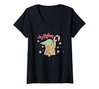Womens Star Wars Yoda Joy To The Galaxy Christmas V-Neck T-Shirt