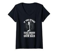Women's Stare Hard Enough Maybe It Will Grow Back Leg Amputee V-Neck T-Shirt