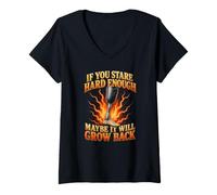 Women's Stare Hard Enough Maybe It Will Grow Back Leg Amputee V-Neck T-Shirt