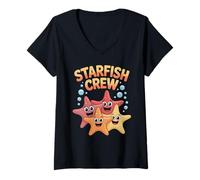 Womens Starfish Crew Cute Funny Marine Cartoon Friends Design Funny V-Neck T-Shirt