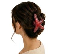Women's Starfish Hair Claw Clip | Stylish Sea Life Clamp Everyday Hair Accessory (Red)