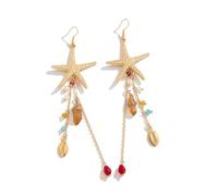 Women's starfish shell earrings, light luxury Bohemian style ocean earrings, shell beach jewelry gifts for women (G01)
