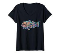 Women's Stargazer Fish Deep Sea Aquarium Bottom Dweller V-Neck T-Shirt