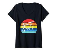Womens Stargazer Retro Astronomy Telescope Night Sky Fan V-Neck T-Shirt