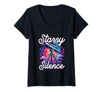 Womens Stargazing Starry Silence V-Neck T-Shirt