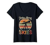 Womens Stargazing Under Starry Skies V-Neck T-Shirt