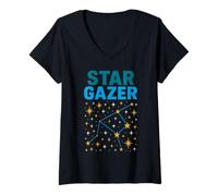 Womens Starry Night Sky Observer Astronomy Women's Galaxy V-Neck T-Shirt