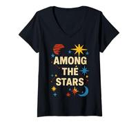 Womens Stars Among Us Astronomy Kids Galaxy V-Neck T-Shirt
