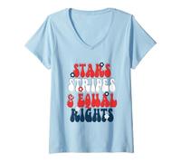 Womens Stars, Stripes & Equal Rights Patriotic Equality 4th of July V-Neck T-Shirt