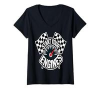 Womens Start Your Engines Racing V-Neck T-Shirt