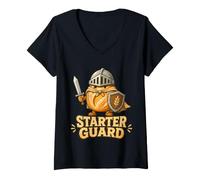 Women's Starter Guard Sourdough Knight Cute Baking Warrior Art V-Neck T-Shirt