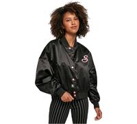 Women's Starter Satin College Jacket College Look Extra Wide Embroidery Button