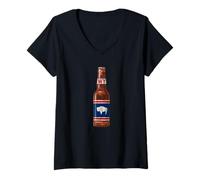 Womens State Flag of Wyoming Flag Beer Bottle Drinking Tee - WY V-Neck T-Shirt