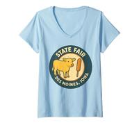 Womens State Iowa Fair Shirt Des Moines Cow Corn Dog Vintage V-Neck T-Shirt