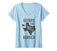 Women's State of Texas Graphic - Secure The Border USA V-Neck T-Shirt