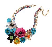 Womens Statement Necklaces Women Floral Chain Crystal Statement Bib Big Chunky Necklace Collar Fashion Jewelry Necklace to Hold Ring