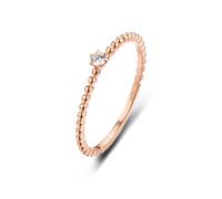 Women's Statement Rings, Rose Gold Engagement Ring Set 9K with White Round Shape Moissanite Size R 1/2