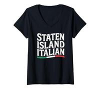 Womens Staten Island Italian New York Italy Flag Immigrant Pride V-Neck T-Shirt