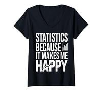 Women's Statistics Makes Me Happy Funny Data Analyst V-Neck T-Shirt