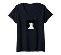 Womens Statue of Liberty covering her face in shame political chaos V-Neck T-Shirt
