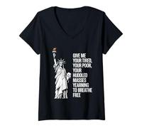 Womens Statue Of Liberty Give Me Your Tired Your Poor Labor Day V-Neck T-Shirt