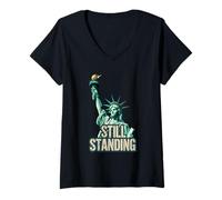 Women's Statue of Liberty Still Standing USA Pride V-Neck T-Shirt