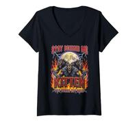 Women's Stay Behind Me Kitten Its Gonna Get Wild Funny Alpha Wolf V-Neck T-Shirt