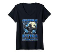 Women's Stay Behind Me Kitten Its Gonna Get Wild Funny Alpha Wolf V-Neck T-Shirt