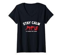 Women's Stay Calm Ill Handle Twists Contortionist Contortion Yoga V-Neck T-Shirt