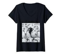 Womens Stay Different Be Unique Sheep Graphic with a Black Sheep V-Neck T-Shirt