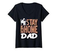 Womens Stay from Home Dad Funny Humor for Remote Working Fathers V-Neck T-Shirt