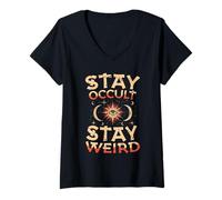 Womens Stay Occult Stay Weird Mystic V-Neck T-Shirt