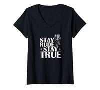 Women's Stay Rude Stay True Ska V-Neck T-Shirt