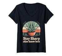 Womens Stay Sharp Aloe Know Best Succulent Humor Aloe Vera V-Neck T-Shirt