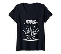 Womens Stay Sharp Aloe Know Best Succulent Humor Aloe Vera V-Neck T-Shirt