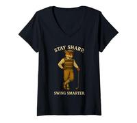 Womens Stay Sharp Swing Smarter Golf Fox V-Neck T-Shirt