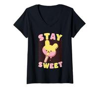Women's Stay Sweet Cute Bunny Ice Pop V-Neck T-Shirt