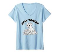 Women's Stay Trashy Cute Trash Rat Garbage Meme V-Neck T-Shirt