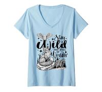 Womens Stay Wild and Full of Wonders Brave Outdoor Adventure Nature V-Neck T-Shirt