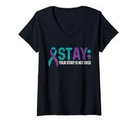 Womens Stay Your Story is not Over Suicide Prevention Awareness V-Neck T-Shirt