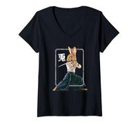 Womens Stealth Rabbit Ninja - Kung Fu Bunny Warrior V-Neck T-Shirt