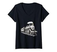 Womens Steam Locomotive Train 4014 Vintage Railroad Big Boy Engine V-Neck T-Shirt